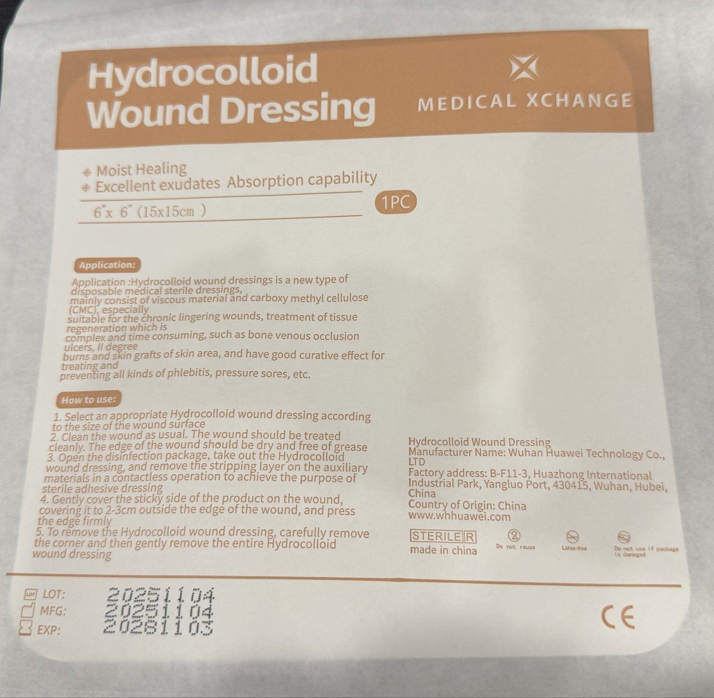 ultra thin Hydrocolloid dressing without border 10x10cm - 10 pieces