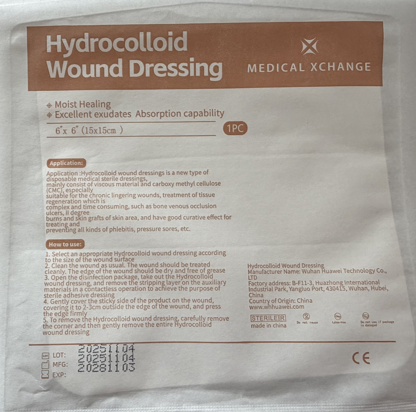 ultra thin Hydrocolloid dressing without border 10x10cm - 10 pieces