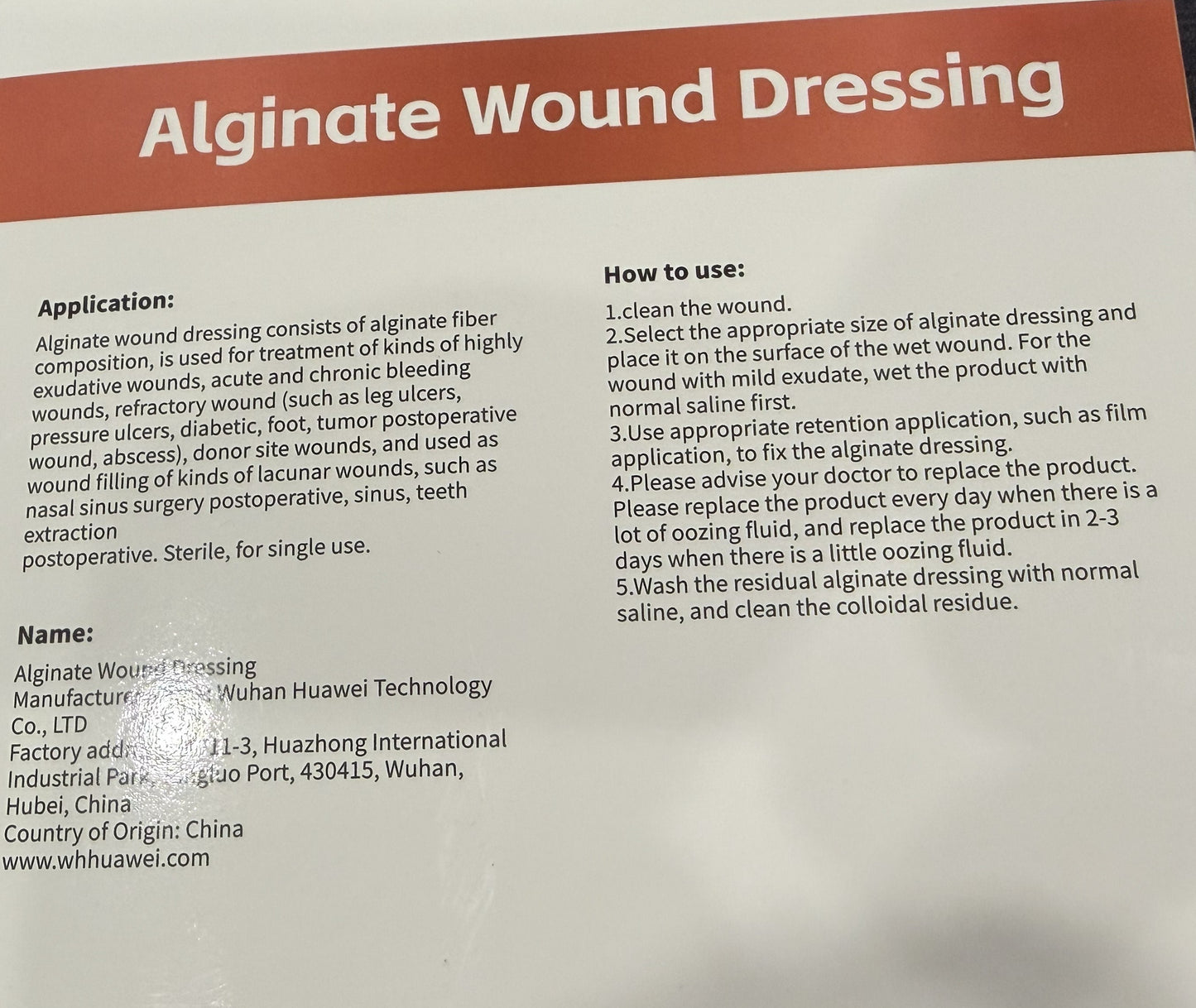 Alginate wound dressing
